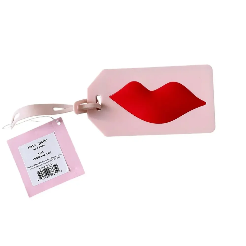 Kate Spade LIPS Luggage Tag Pink and Red Valentines Day New